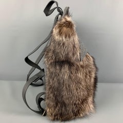Monili Rucksack aus braunem und grauem Fuchspelz, RUNELLO CUCINELLI