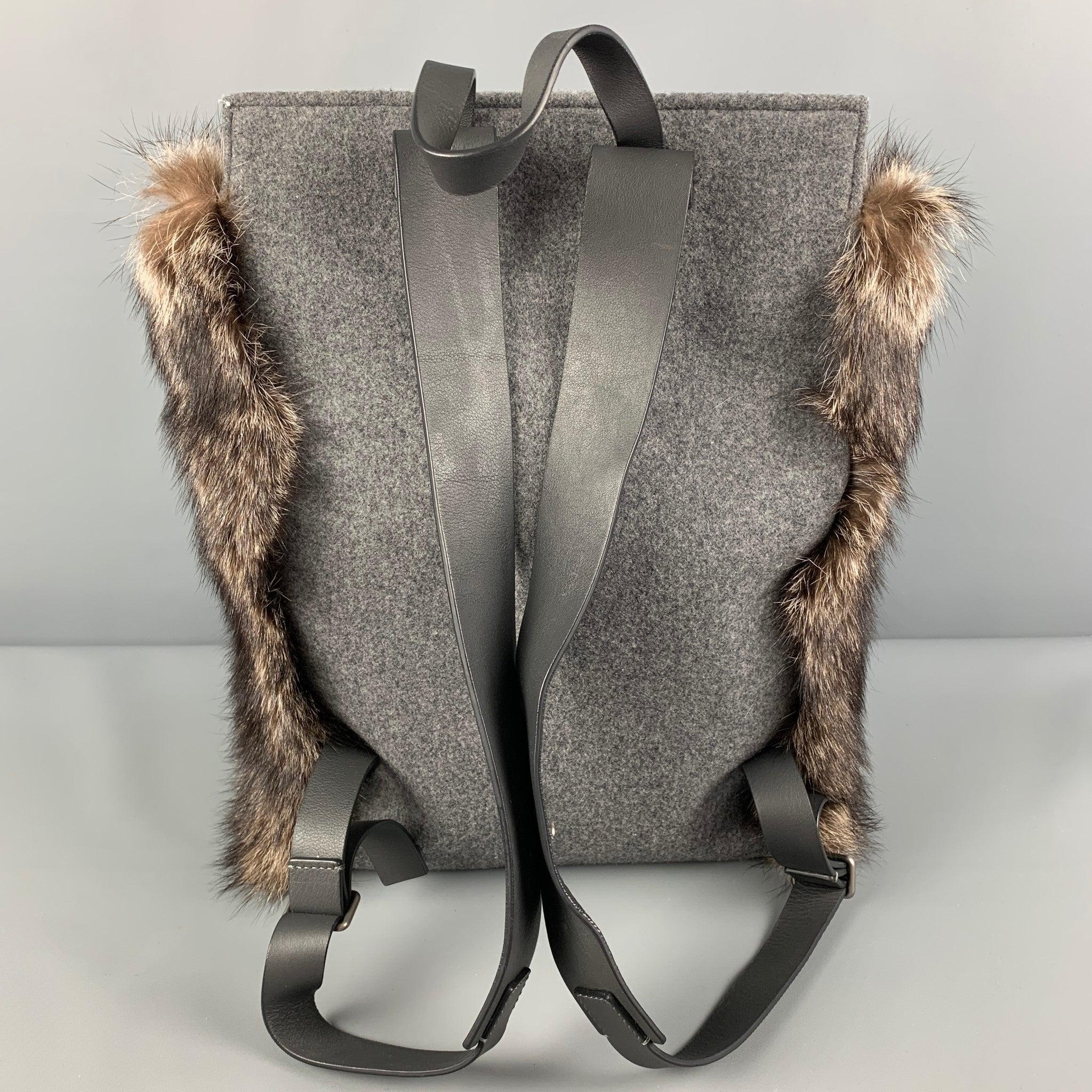 Men's BRUNELLO CUCINELLI Brown Grey Fox Fur Monili Backpack For Sale