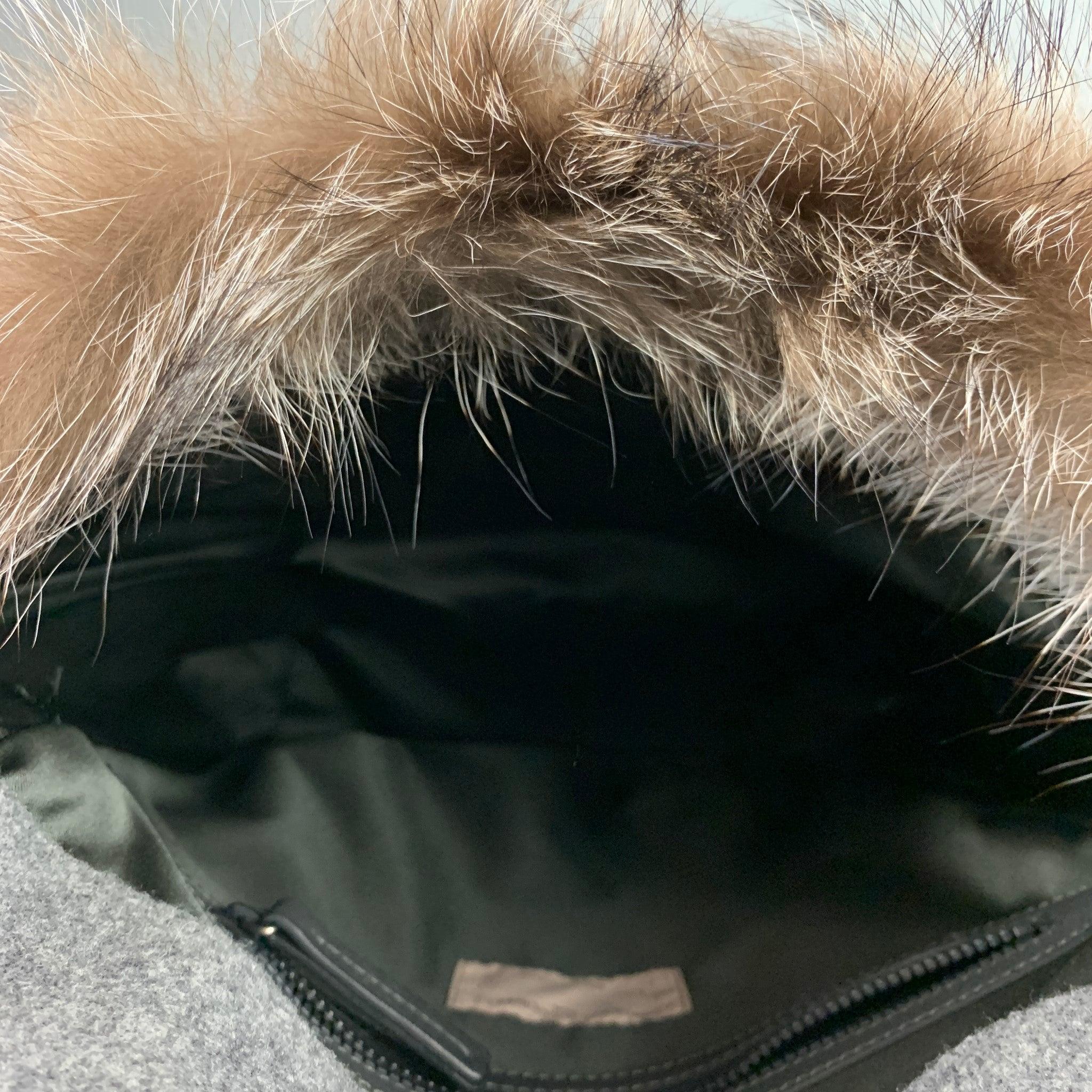 BRUNELLO CUCINELLI Brown Grey Fox Fur Monili Backpack For Sale 2