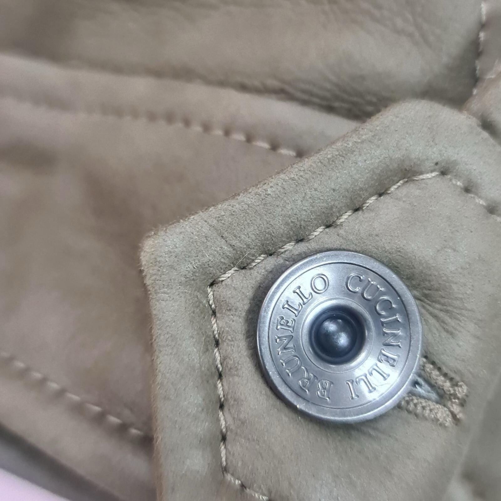 Brunello Cucinelli  Chaqueta de piel de oveja gris marrón Sz.38 en Bueno estado para la venta en Krakow, PL