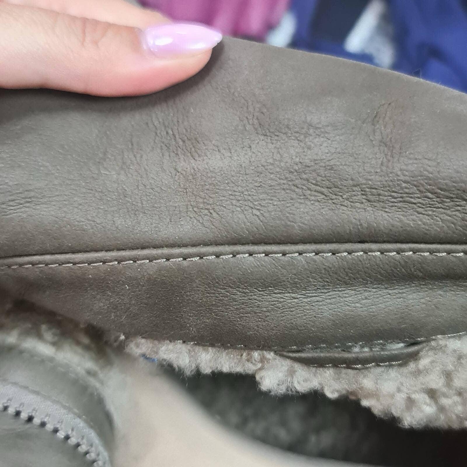 Brunello Cucinelli  Chaqueta de piel de oveja gris marrón Sz.38 en venta 1