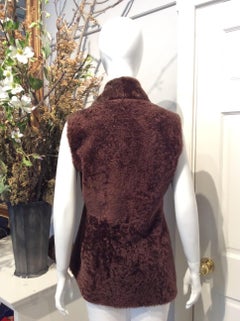 Brunello Cucinelli Brown Lamb Shearling Vest, Small