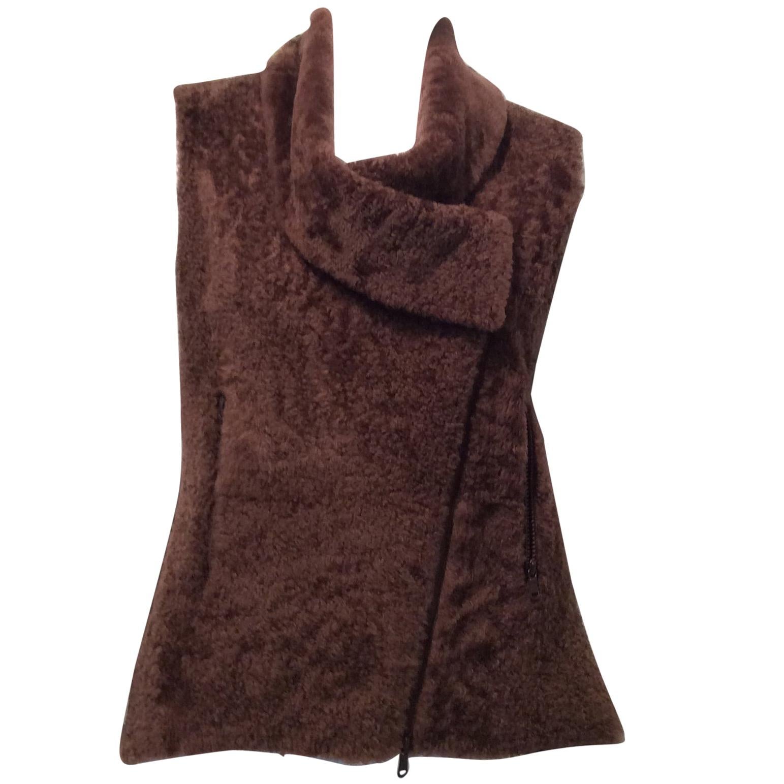 Brunello Cucinelli Brown Lamb Shearling Vest, Small For Sale