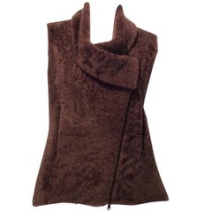 Brunello Cucinelli Brown Lamb Shearling Vest, Small