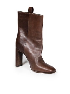 Brunello Cucinelli Brown Leather Beaded Boots Size IT 37