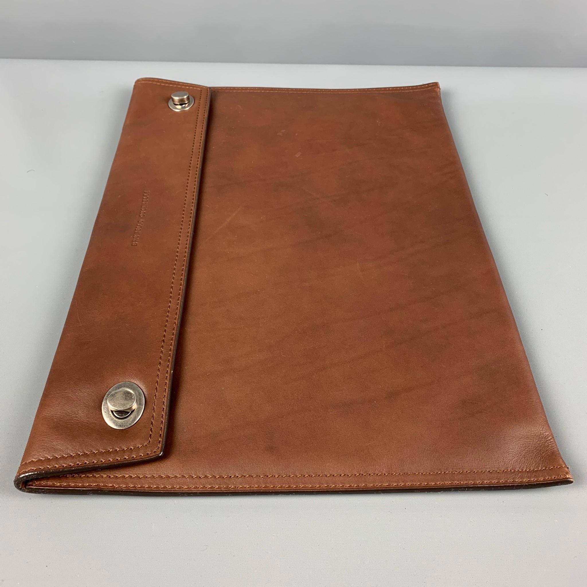 BRUNELLO CUCINELLI Brown Leather Document Holder In Good Condition In San Francisco, CA