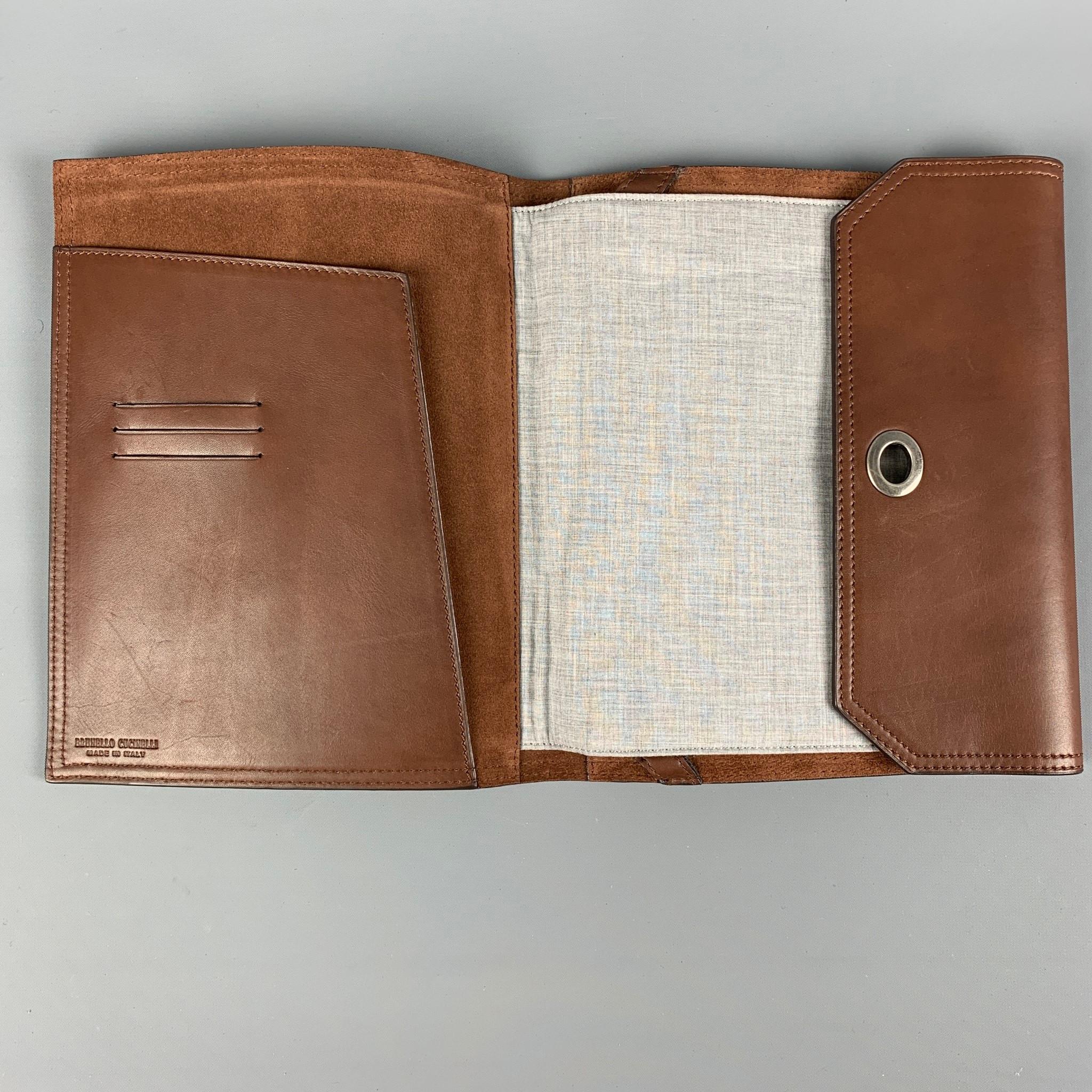 BRUNELLO CUCINELLI Brown Leather iPad Case 1