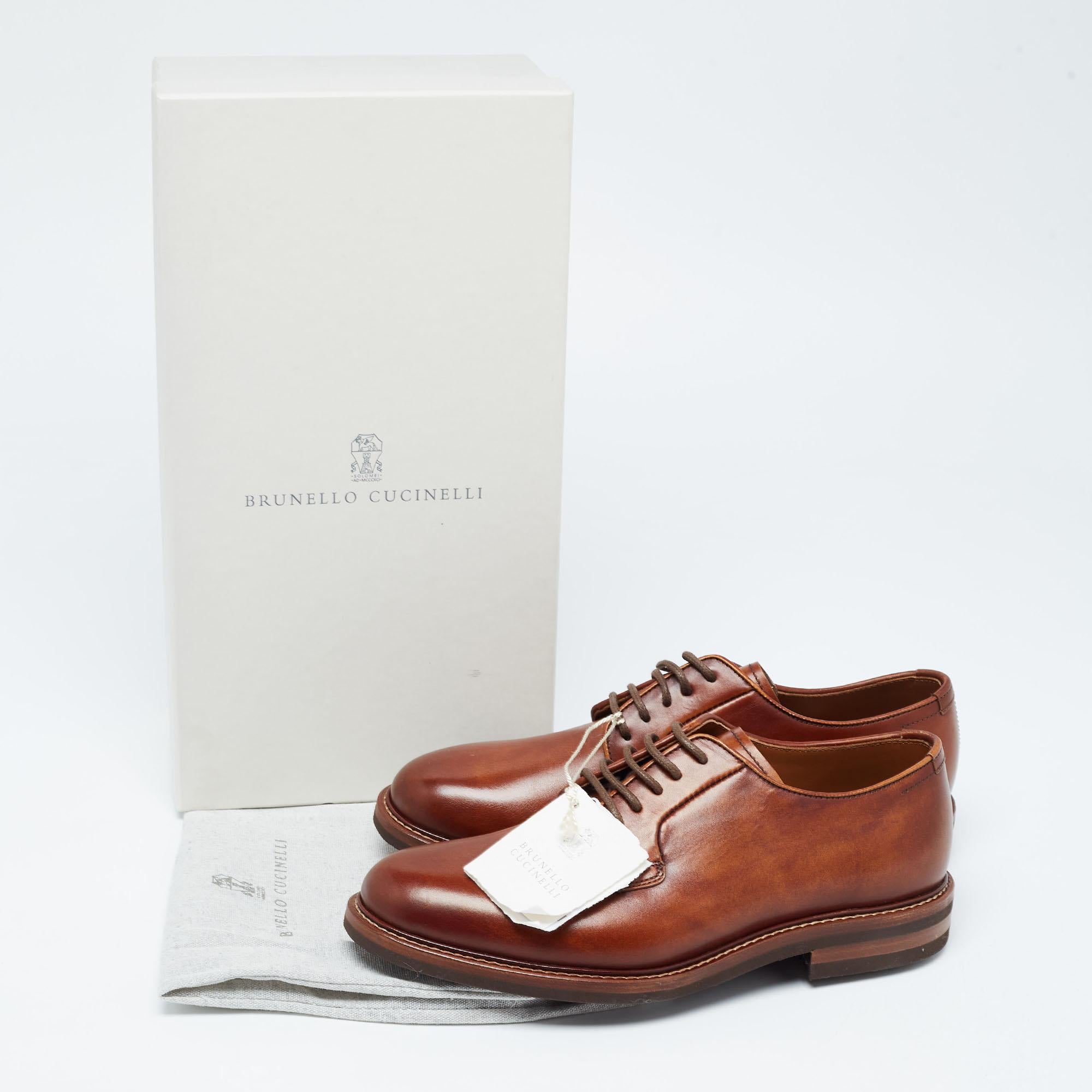 Brunello Cucinelli Brown Leather Lace Up Derby Size 42 5
