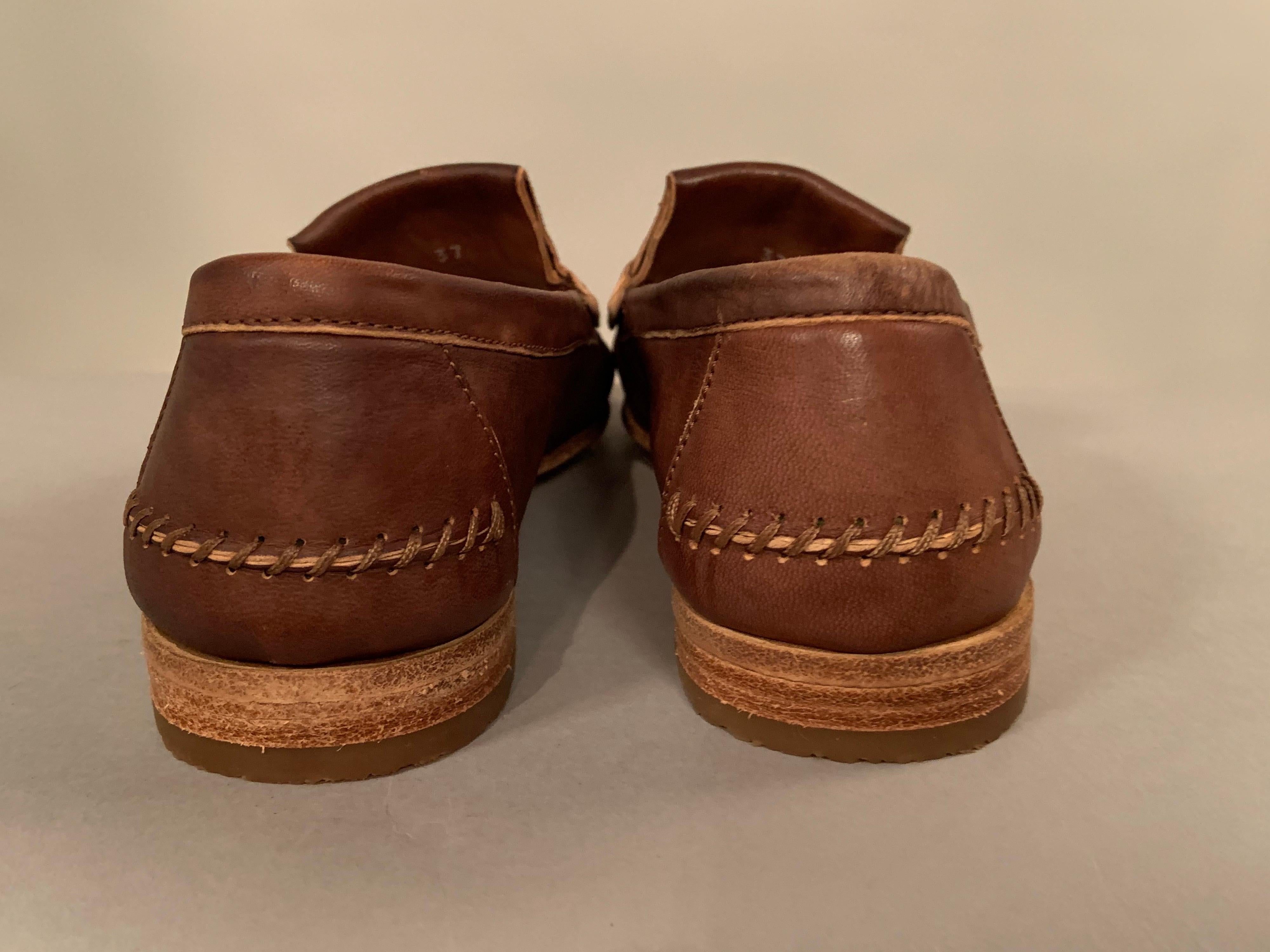 Marrone Brunello Cucinelli Mocassini in pelle marrone mai indossati EU 37 / US 7