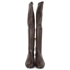 BRUNELLO CUCINELLI cuir marron MONILI OVER KNEE Bottes Chaussures 38