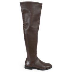 BRUNELLO CUCINELLI brown leather MONILI OVER KNEE Boots Shoes 38