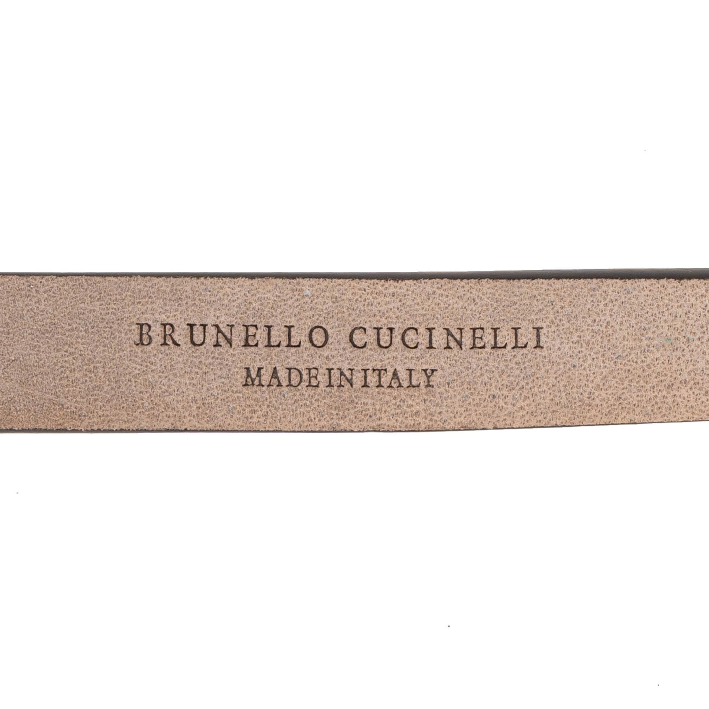 BRUNELLO CUCINELLI cuero marrón CINTURÓN CON HEBILLA TEXTURADA 115 en venta 1