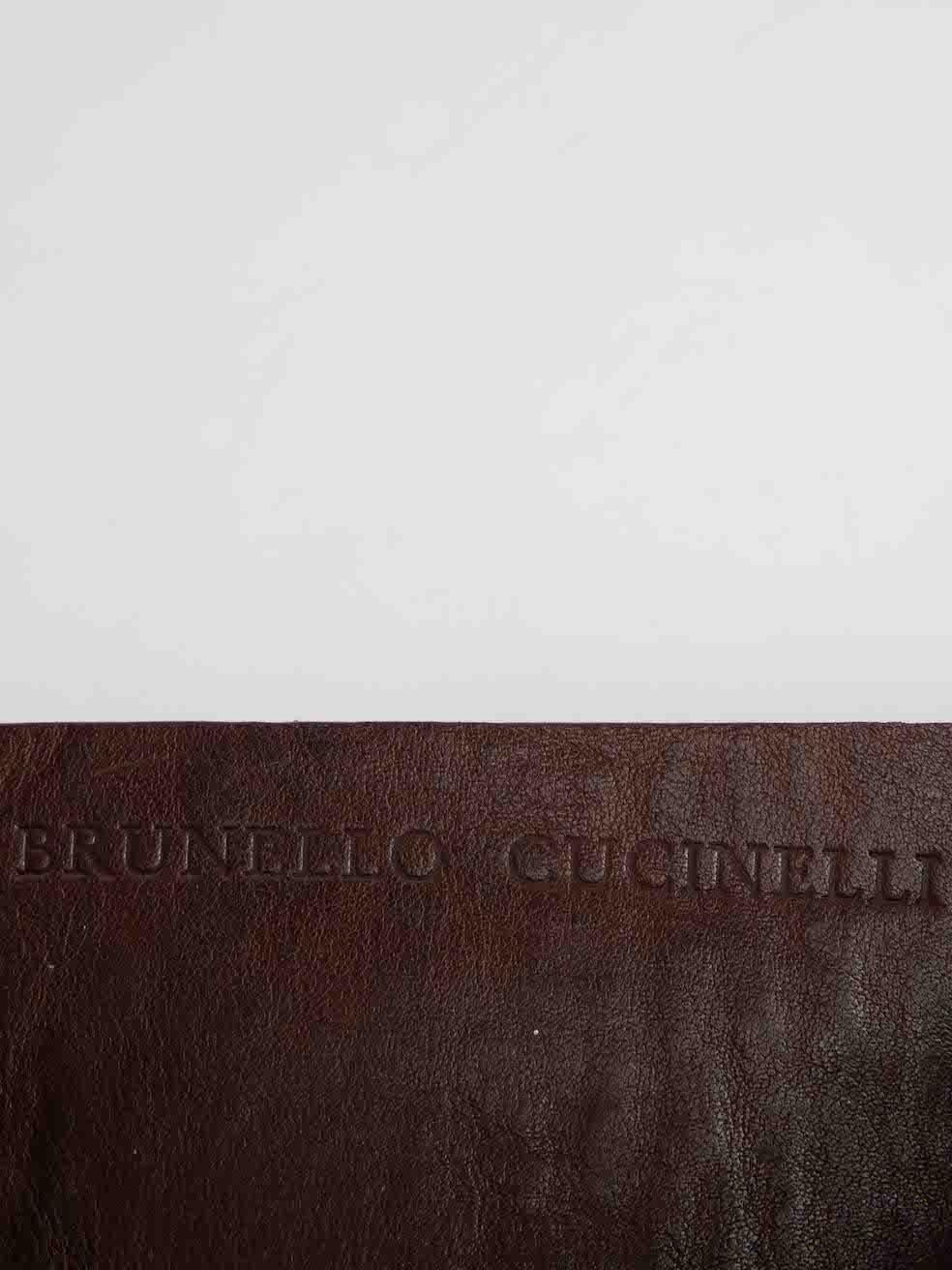 Brunello Cucinelli Brown Leather Wide Clasp Belt For Sale 1