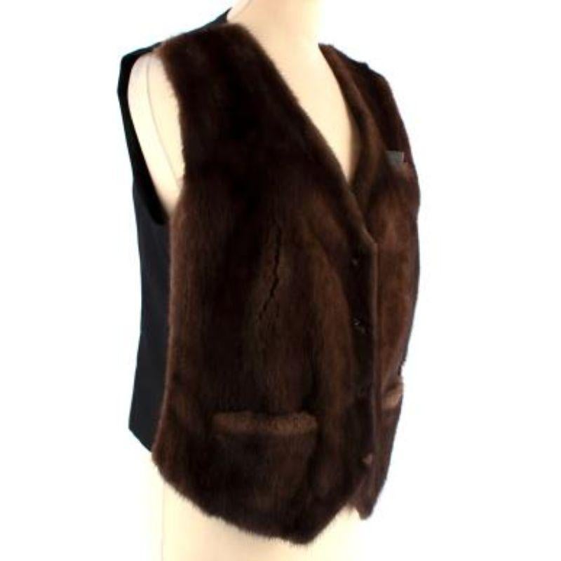Brunello Cucinelli Brown Mink Fur Panelled Waistcoat In Excellent Condition For Sale In London, GB