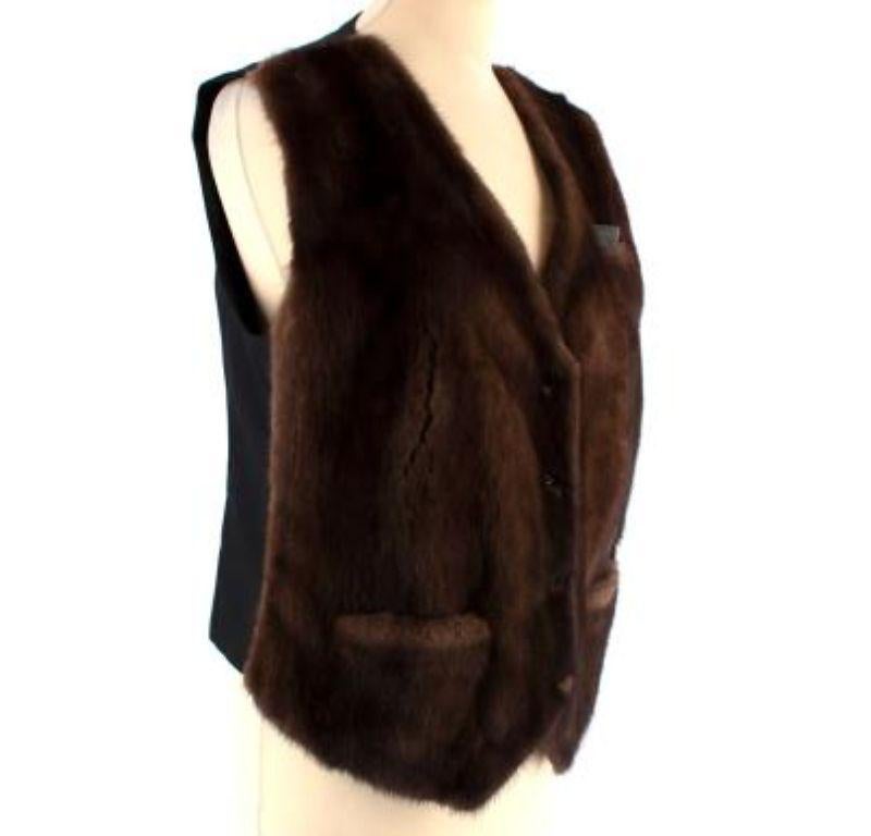 Brunello Cucinelli Brown Mink Fur Panelled Waistcoat In Excellent Condition For Sale In London, GB