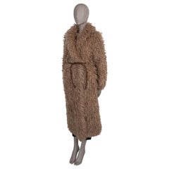 BRUNELLO CUCINELLI brun mohair blend 2020 BELTED TEDDY Coat Jacket M.