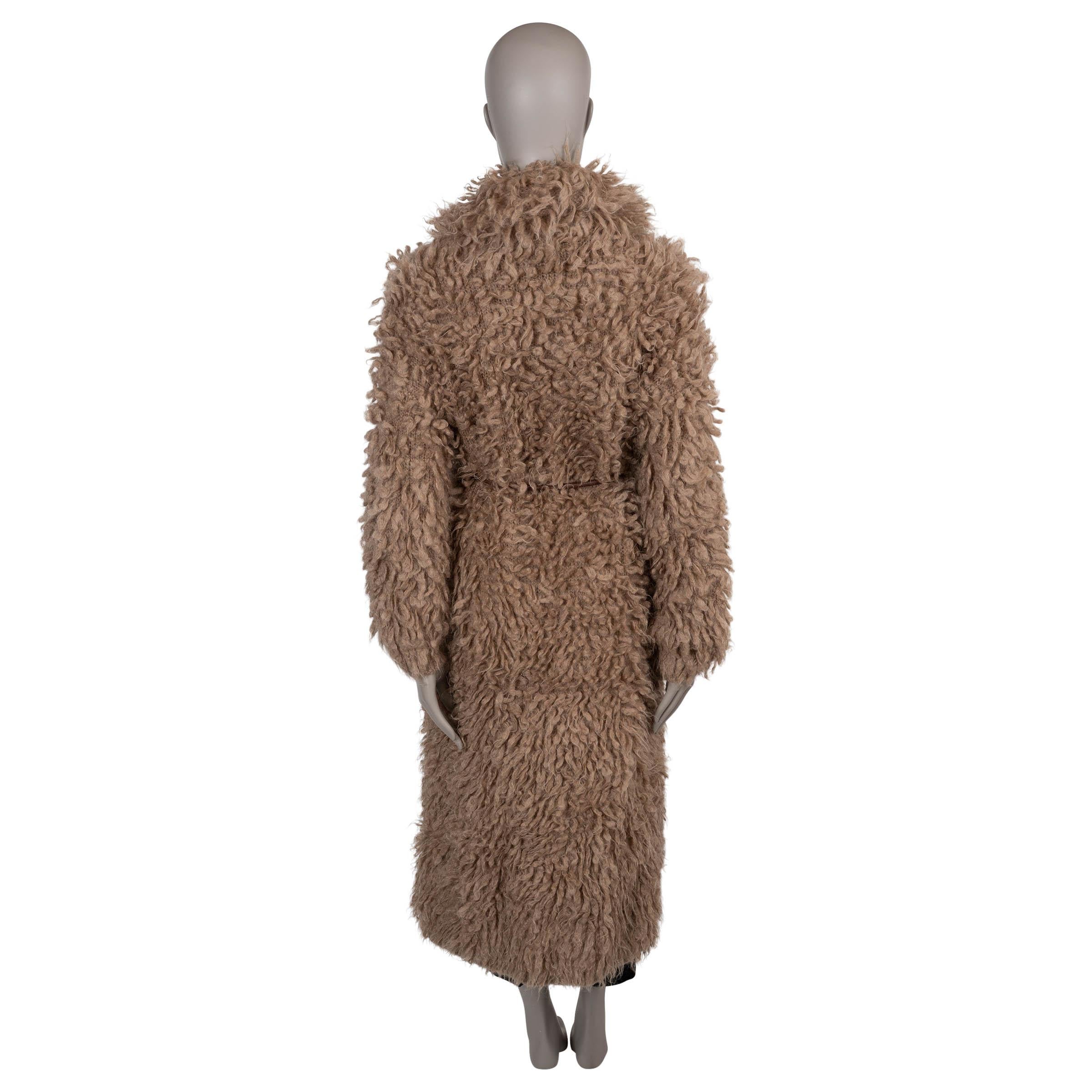 BRUNELLO CUCINELLI marrón mezcla de mohair 2020 CINTURÓN TEDDY Abrigo Chaqueta M Marrón en venta