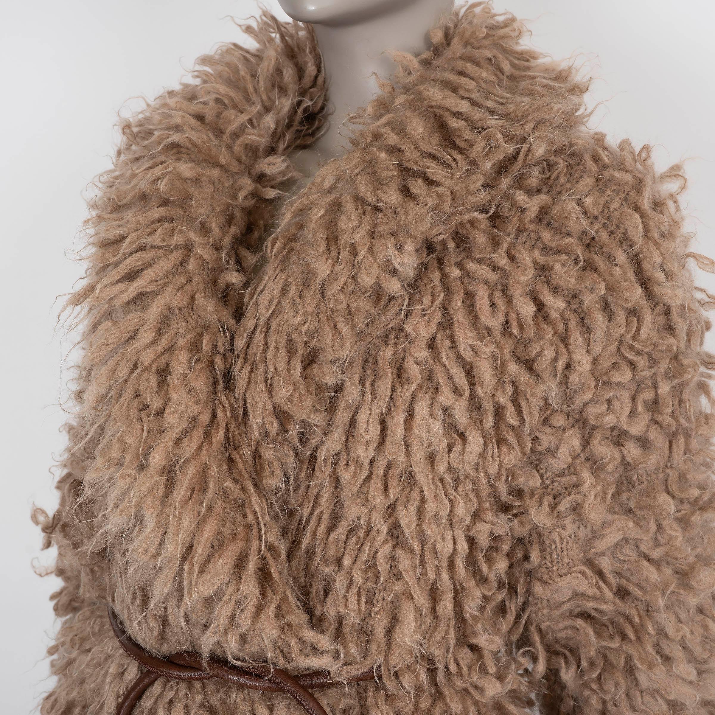 BRUNELLO CUCINELLI marrón mezcla de mohair 2020 CINTURÓN TEDDY Abrigo Chaqueta M en Excelente estado para la venta en Zürich, CH