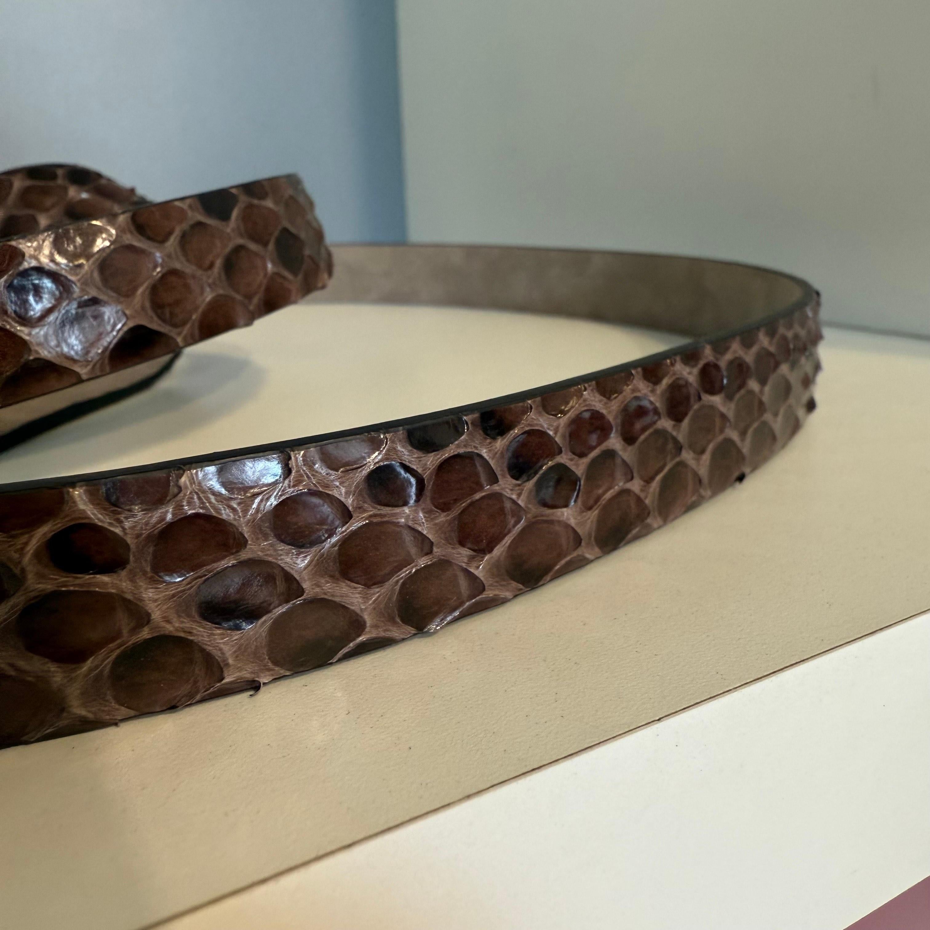 Brunello Cucinelli Ceinture en python marron Taille M en vente 1