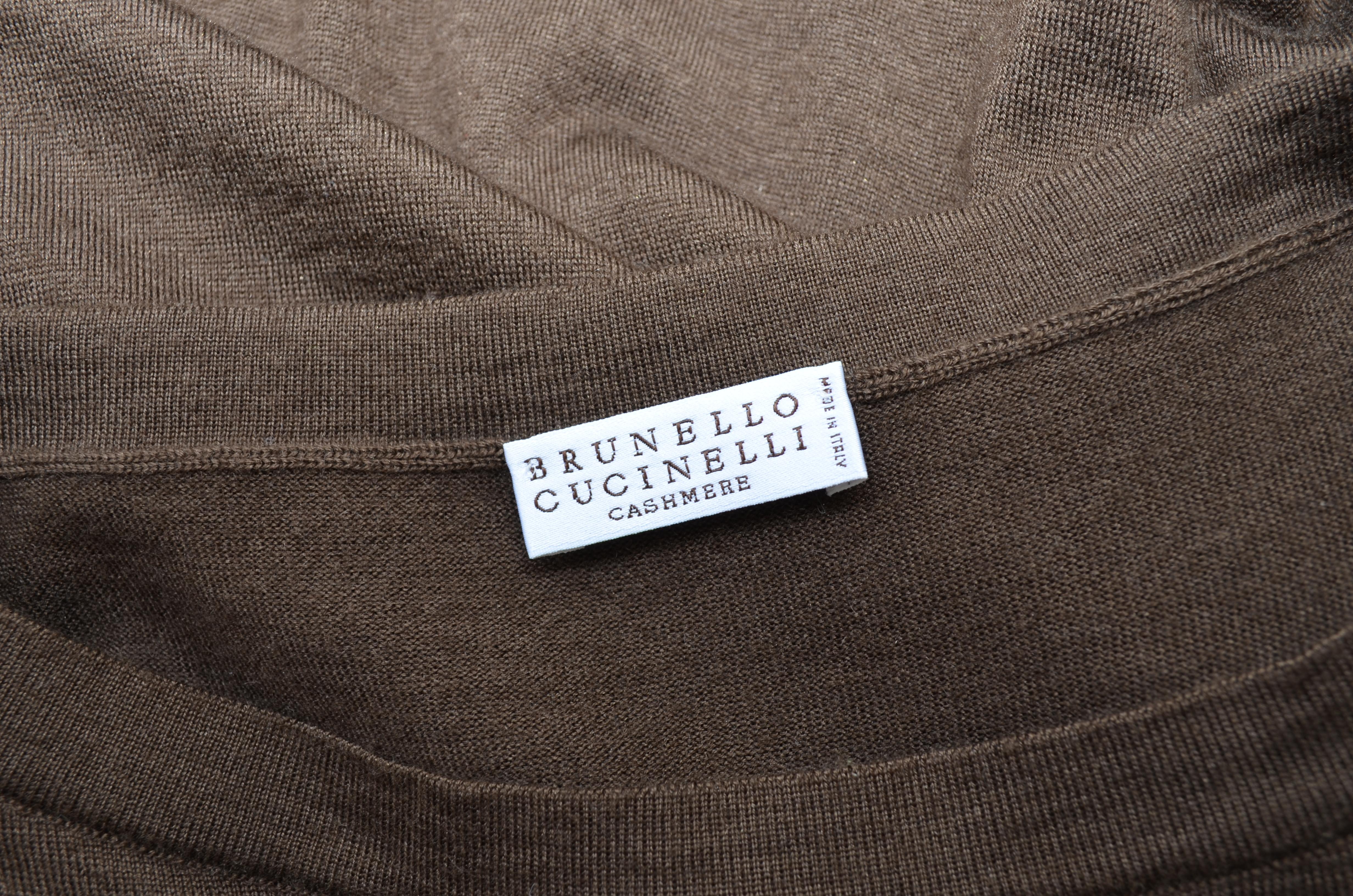 Brunello Cucinelli Brown Silk/Cashmere Blend Dress In Excellent Condition In Carmel, CA