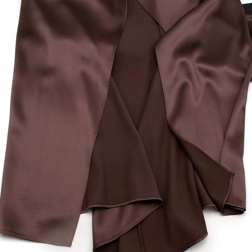 Women's Brunello Cucinelli Brown Silk Maxi Skirt With Asymmetric Waist IT 38, USA 2 For Sale