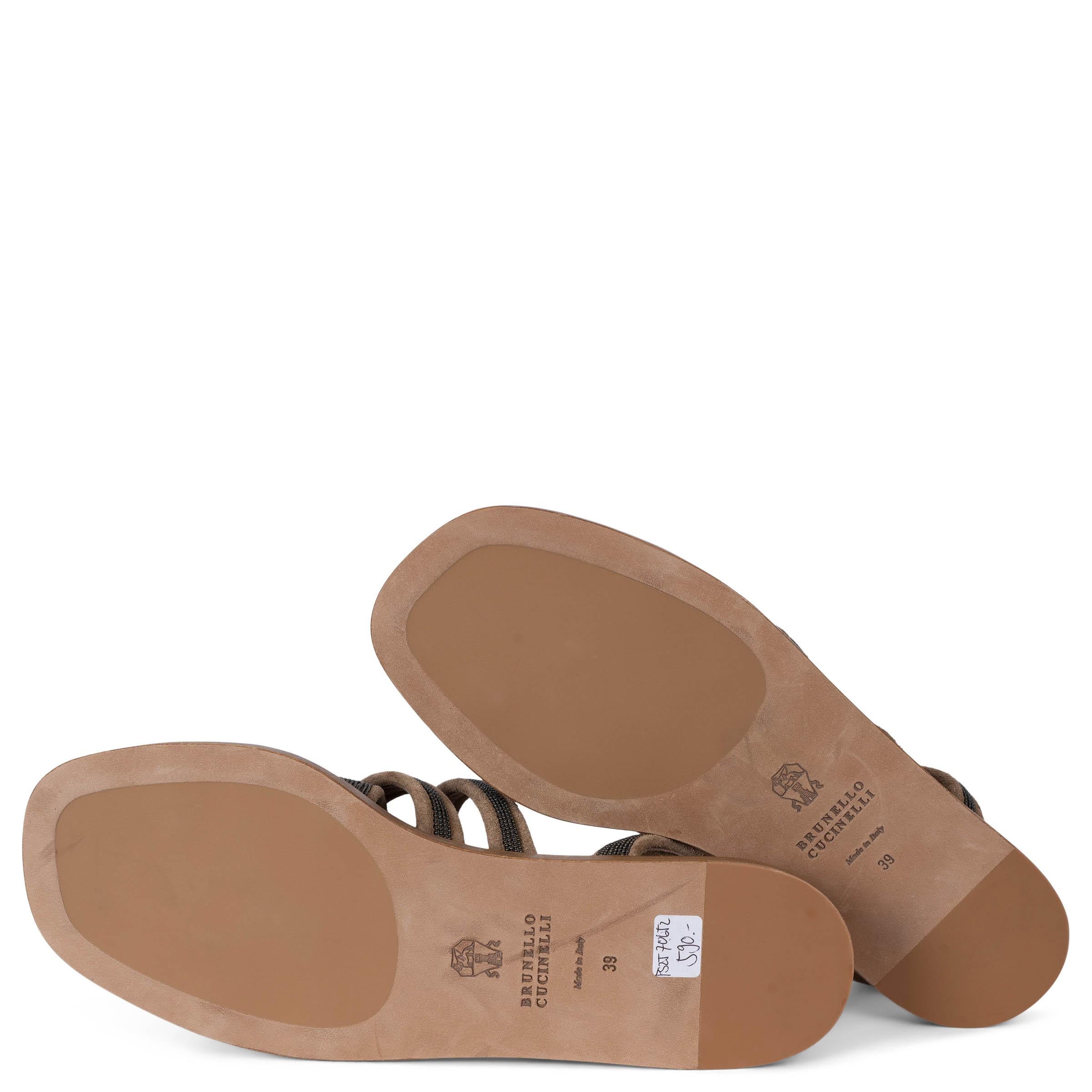 BRUNELLO CUCINELLI brown suede 2022 MONILI Flat Sandals Shoes 39 For Sale 3