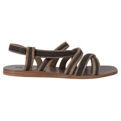 BRUNELLO CUCINELLI braun Wildleder 2022 MONILI Flache Sandalen Schuhe 39