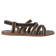 BRUNELLO CUCINELLI ante marrón 2022 MONILI Sandalias planas Zapatos 39