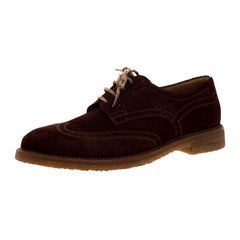 Brunello Cucinelli Brown Suede Brogue Lace Up Oxfords Size 43 For Sale ...