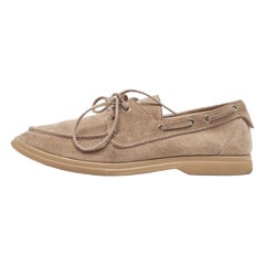 Brunello Cucinelli Brown Suede Slip On Boat Loafers Size 41