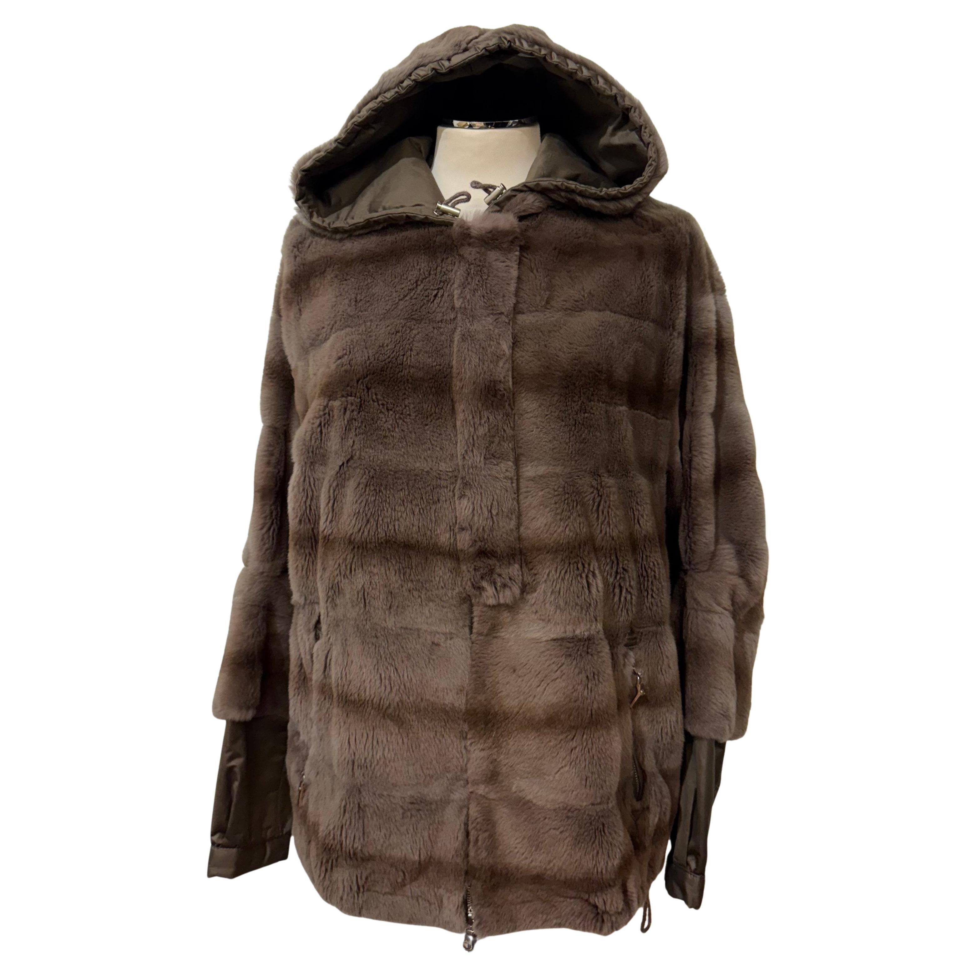Brunello Cucinelli Brauner Wieselpelz-Bomber IT 42 / FR 38 im Angebot