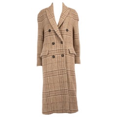 Brunello Cucinelli Brown Wool Plaid Coat Size M