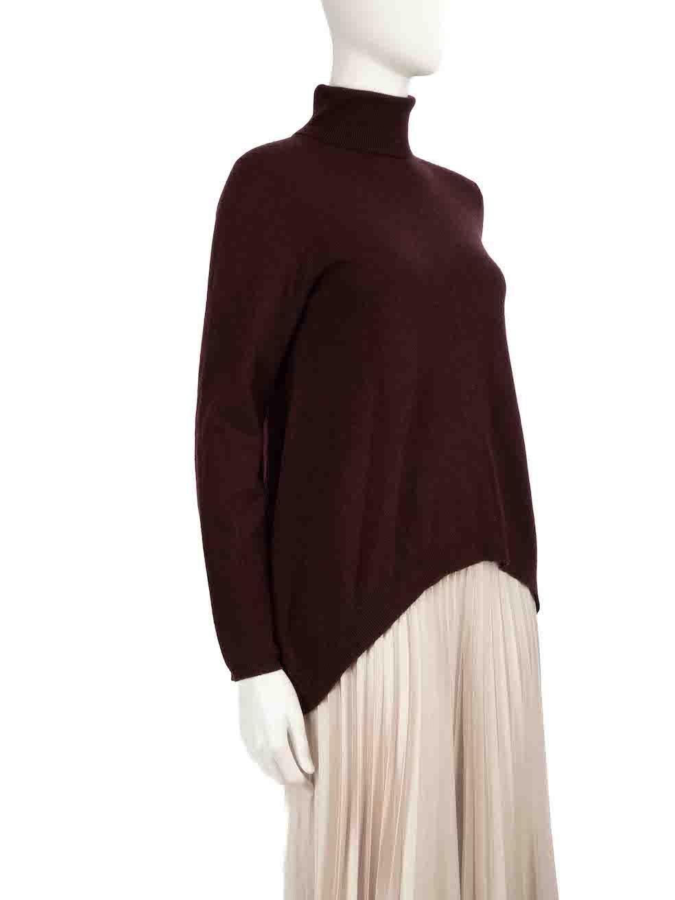 CONDITION is Never worn. No visible wear to turtleneck is evident on this new Brunello Cucinelli designer resale item.
 
 
 
 Details
 
 
 Burgundy
 
 Cashmere
 
 Knit jumper
 
 Turtleneck
 
 Long sleeves
 
 
 
 
 
 Made in Italy
 
 
 
 Composition
