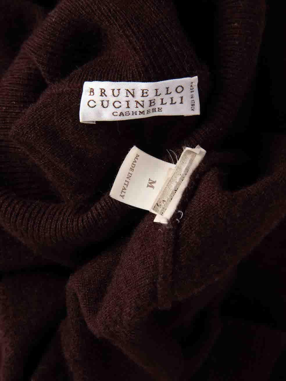 Women's Brunello Cucinelli Burgundy Cashmere Turtleneck Jumper Size M For Sale