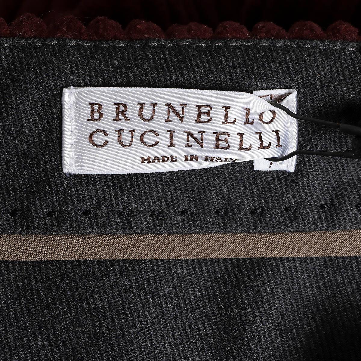 BRUNELLO CUCINELLI burgundy corduroy straight Pants 38 XS For Sale 1