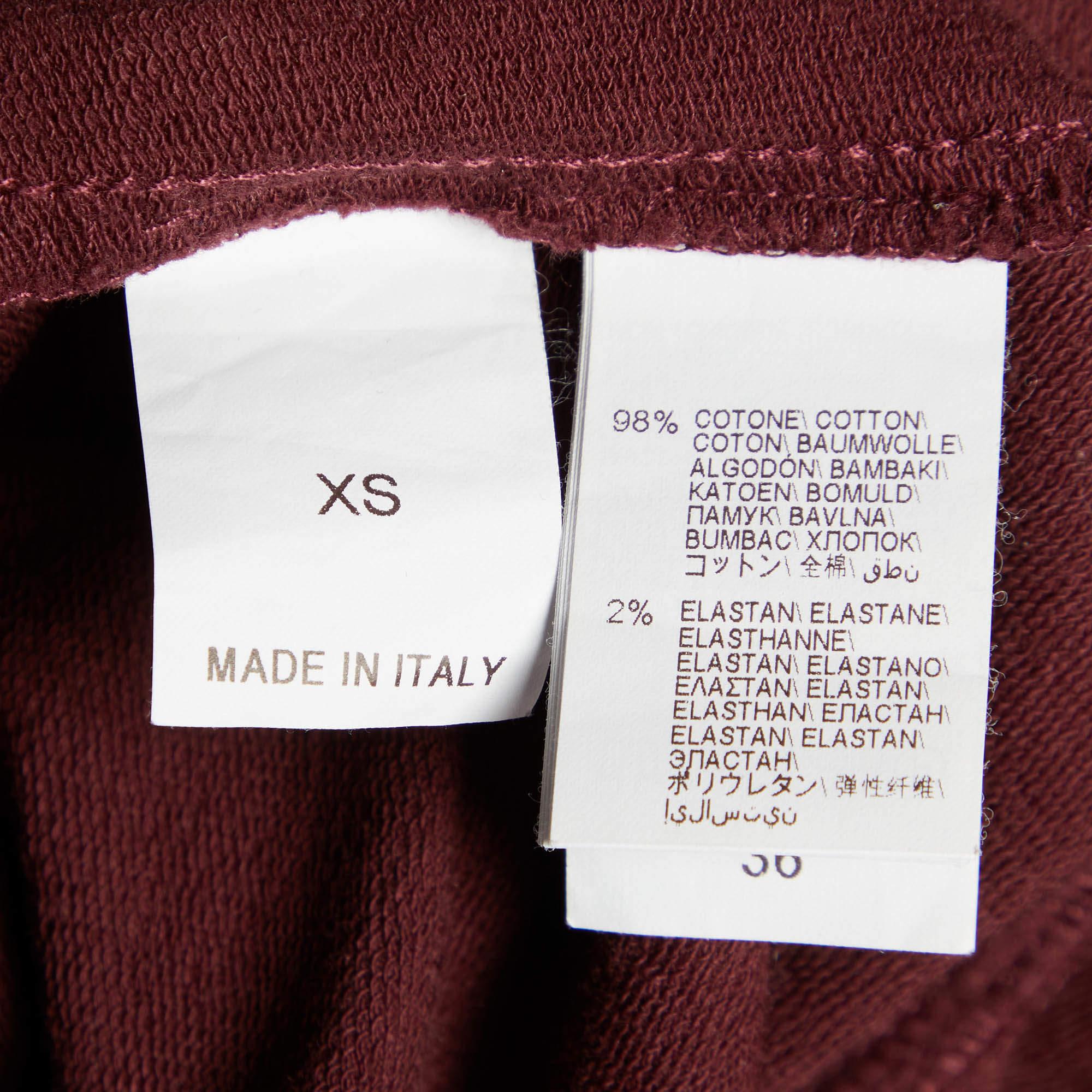 Brunello Cucinelli Burgundy Cotton Knit Pants XS For Sale 2