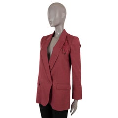 BRUNELLO CUCINELLI burgundy linen 2021 DOUBLE BREASTED Blazer Jacket 38 XS