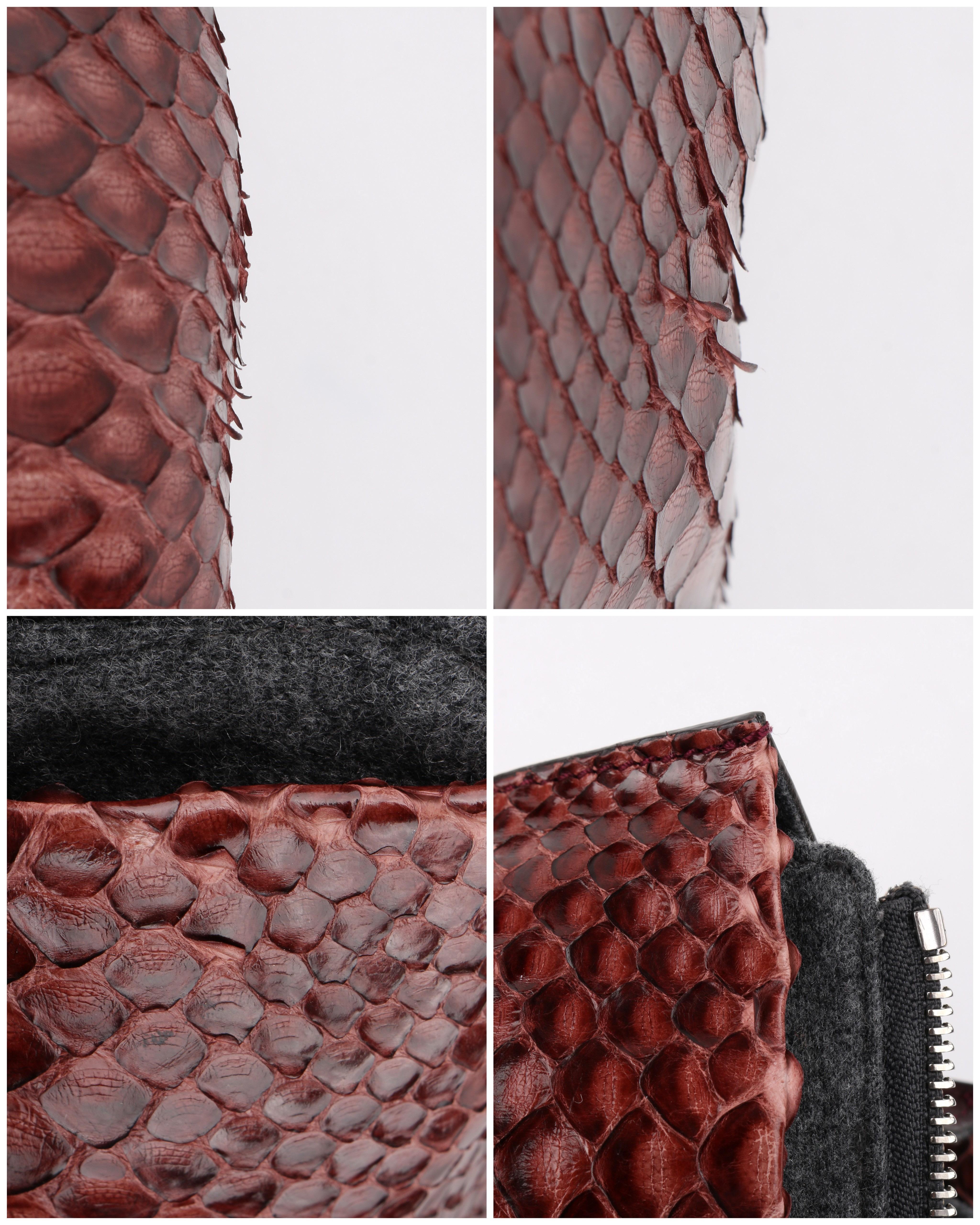 BRUNELLO CUCINELLI Burgundy Red Genuine Python Snakeskin Leather Satchel  7