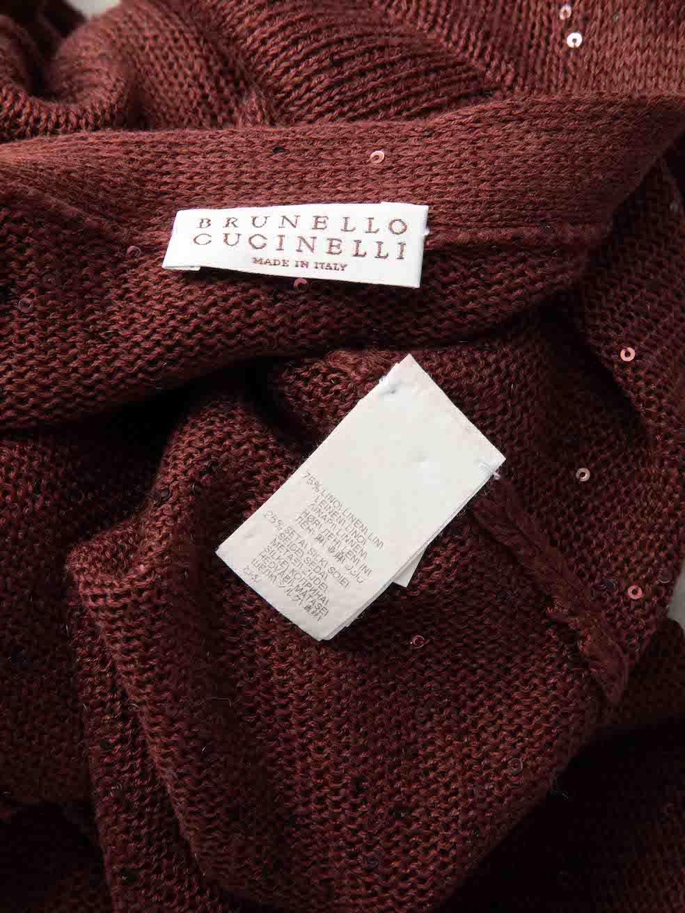 Women's Brunello Cucinelli Burgundy Sequin Knit Cardigan Size S For Sale