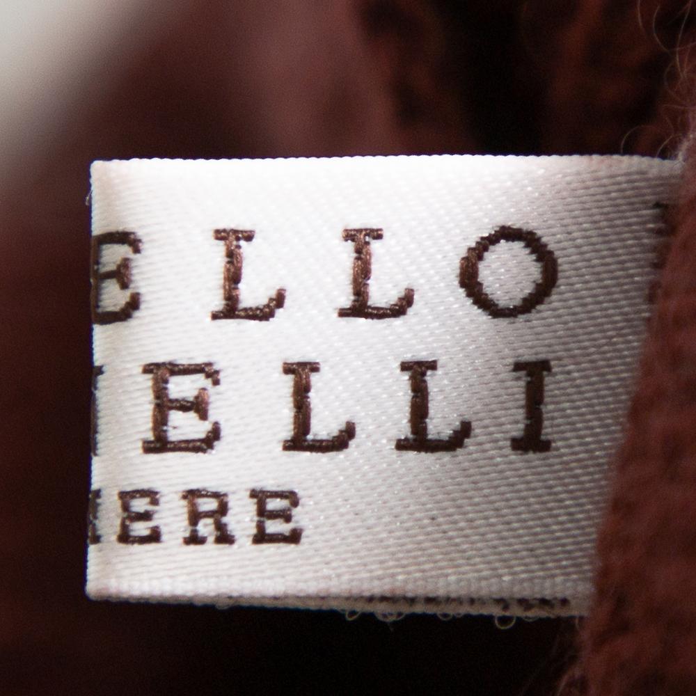 Brunello Cucinelli Burgundy & Silk Sequin Embellished Off Shoulder Pullover M 2