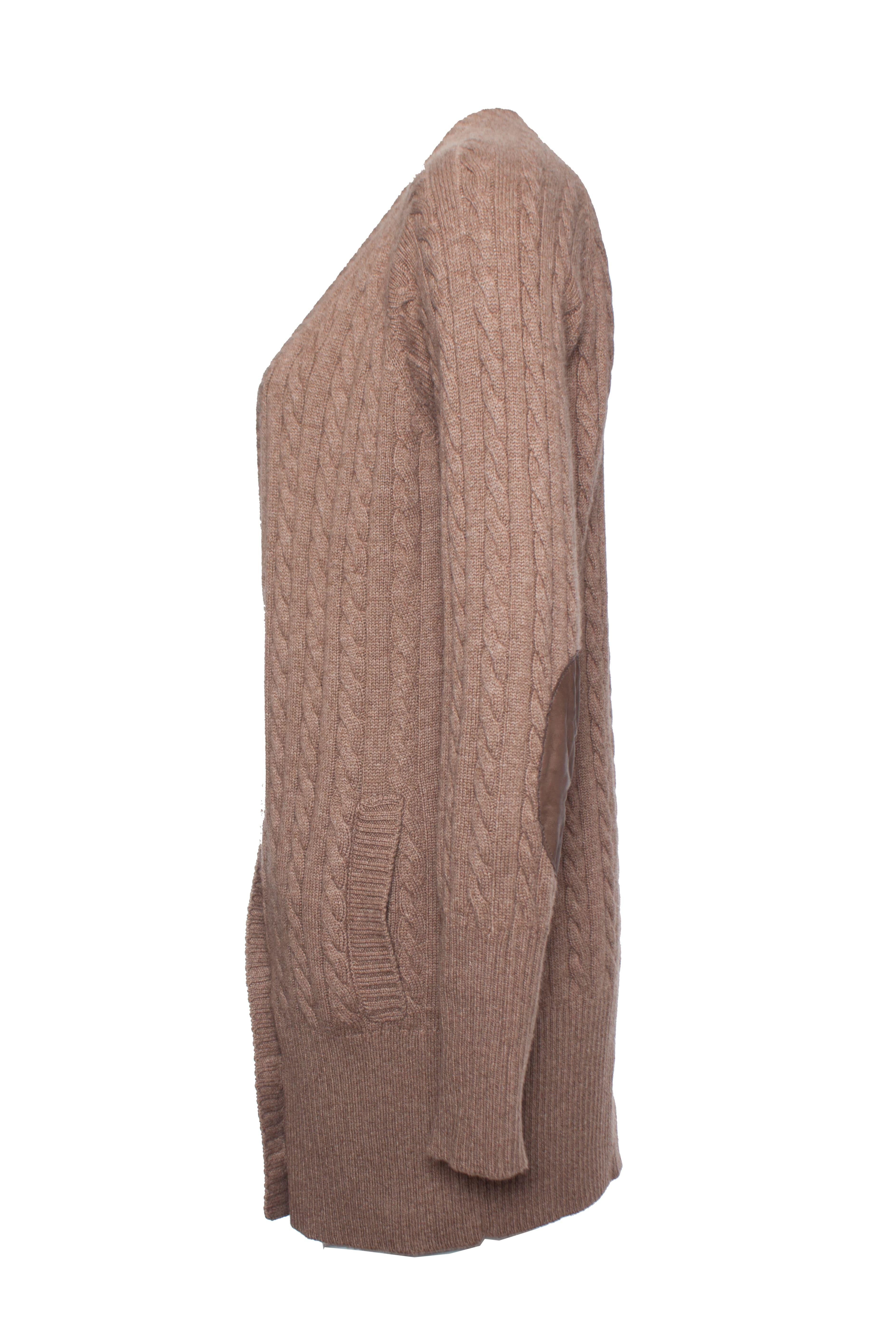 Women's Brunello Cucinelli, cable cashmere cardigan in camel. For Sale