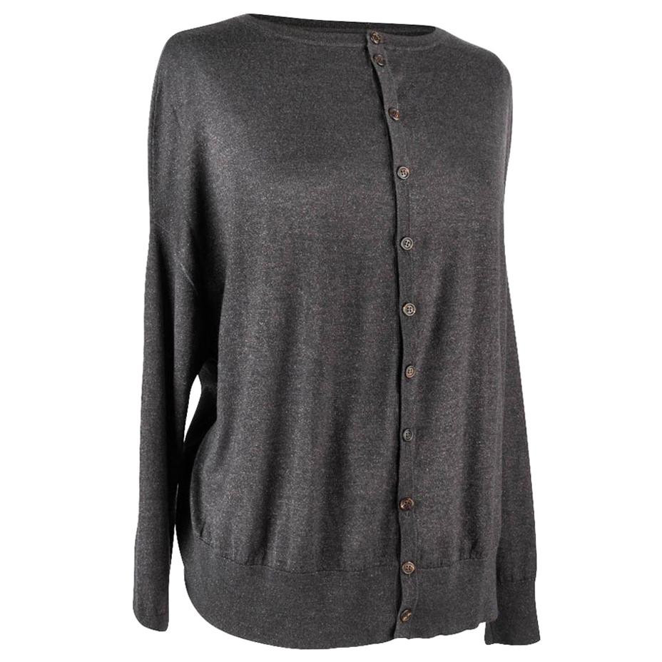 Brunello Cucinelli Cardigan Grigio Goccia Spalla S Menta