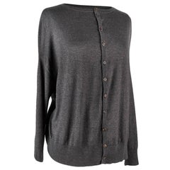 Brunello Cucinelli Strickjacke Grau überschnittene Schulternaht Mint