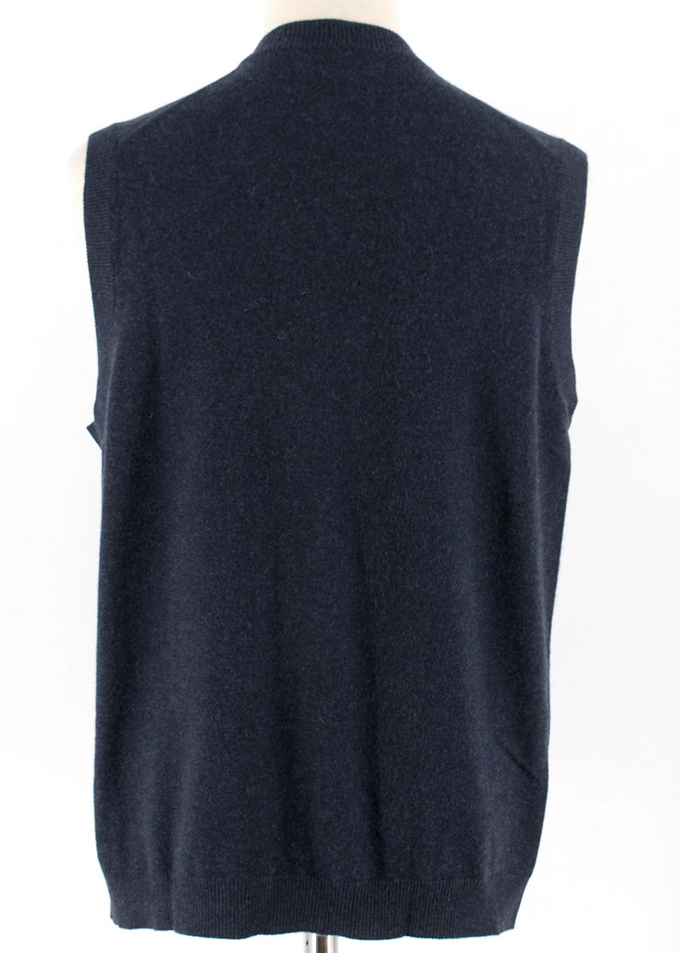 Black Brunello Cucinelli Cashmere Blue Sleeveless Cardigan 52 (Italy)