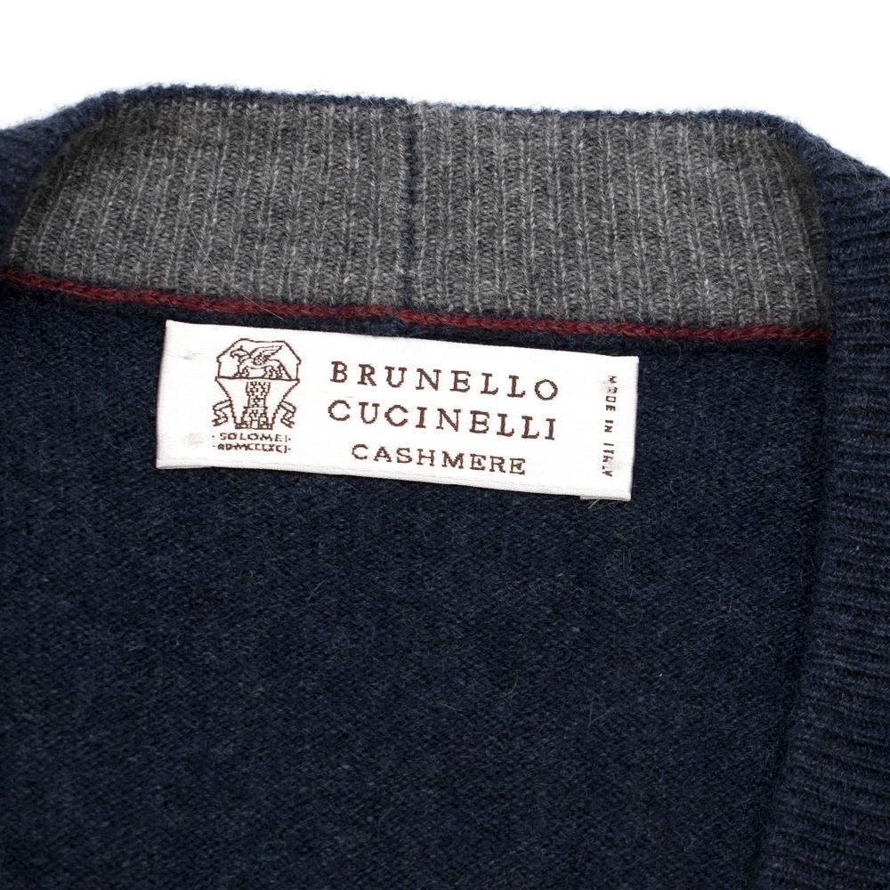 Men's Brunello Cucinelli Cashmere Blue Sleeveless Cardigan 52 (Italy)