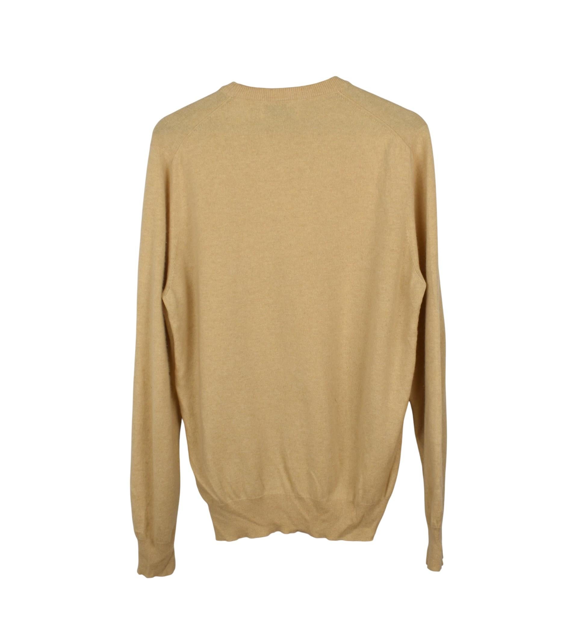 Beige Brunello Cucinelli Cashmere Men Sweater Crew Neck Size 50-M/L, S1595 en vente