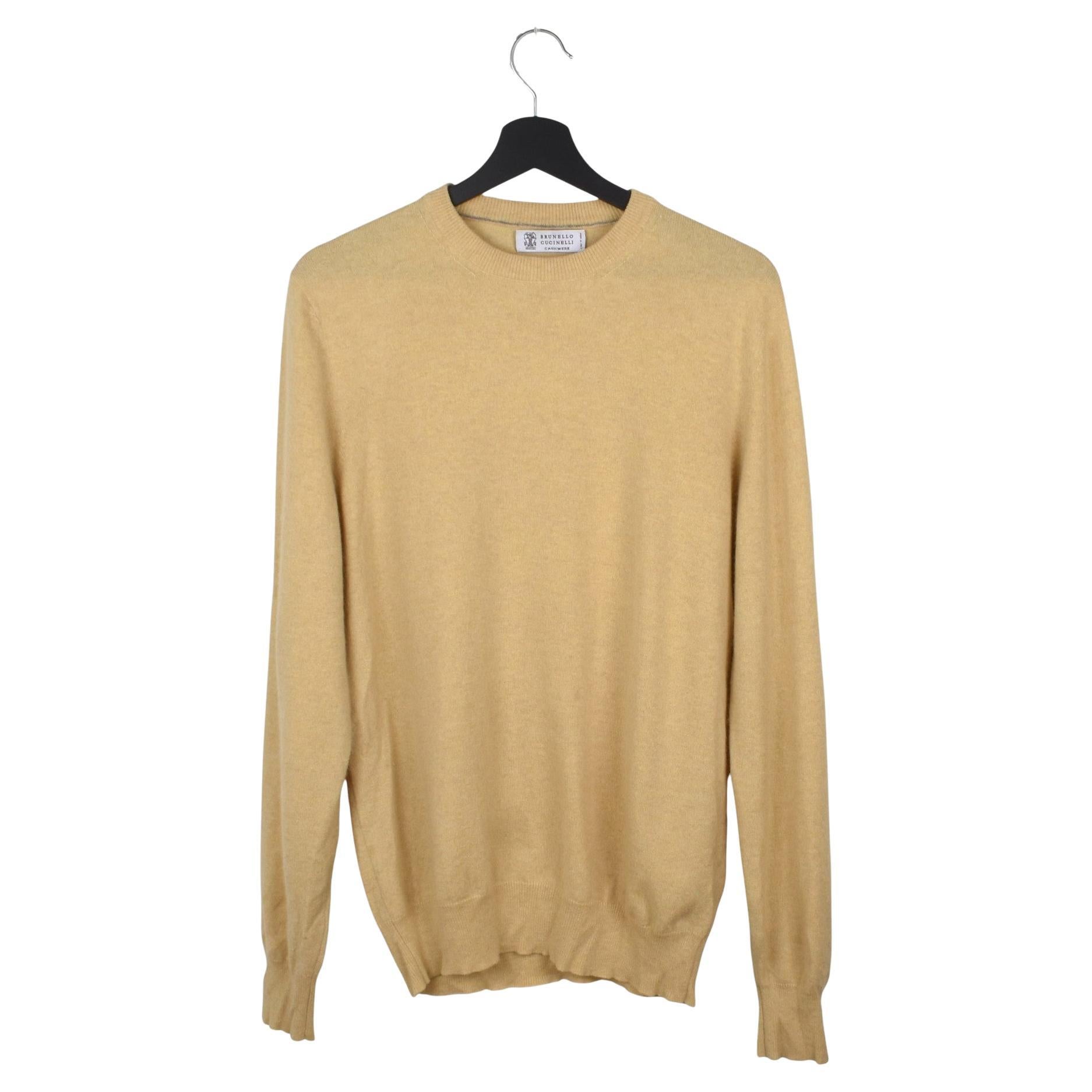 Brunello Cucinelli Cashmere Men Sweater Crew Neck Size 50-M/L, S1595 en vente