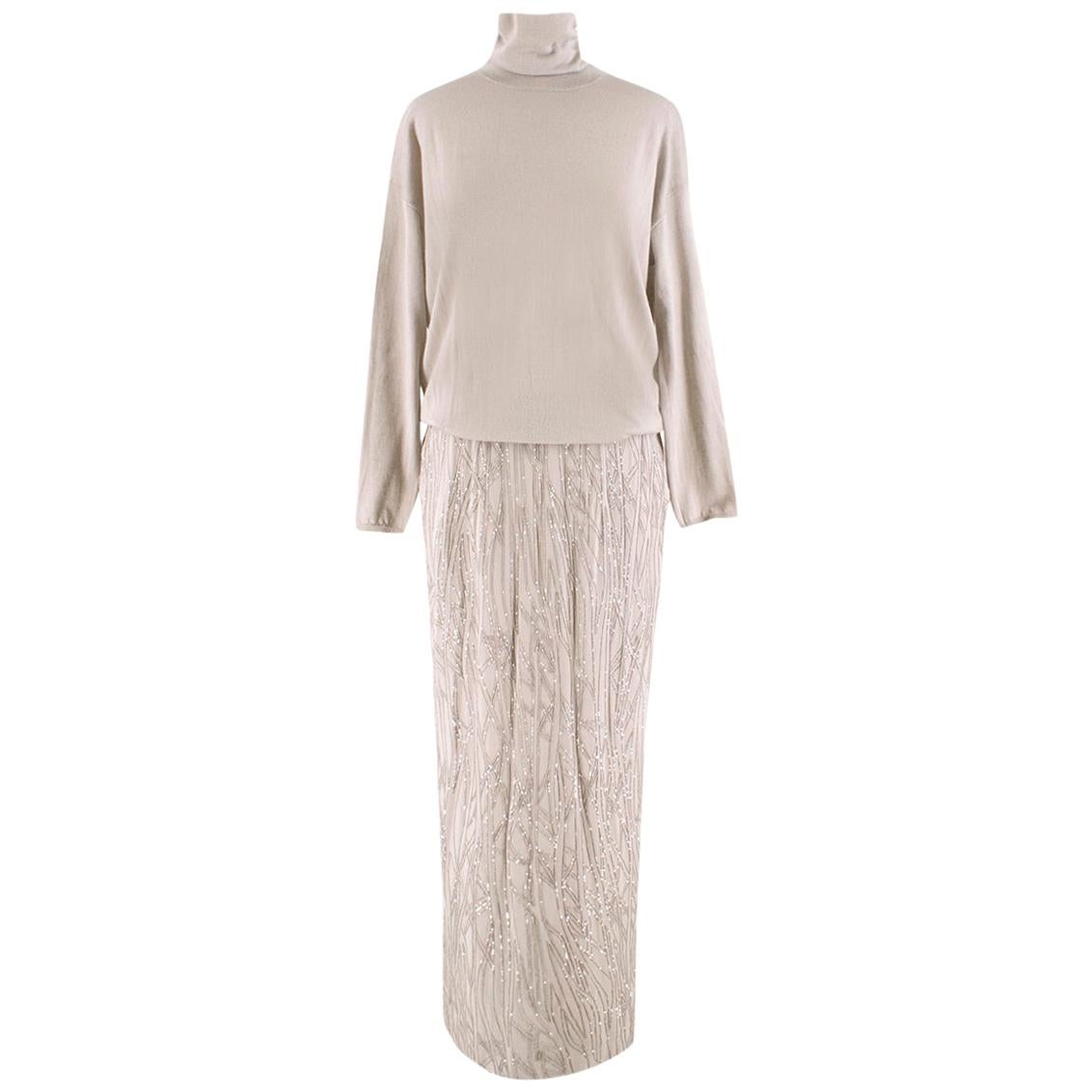 Brunello Cucinelli Cashmere & Sequin Gown - Size Small For Sale