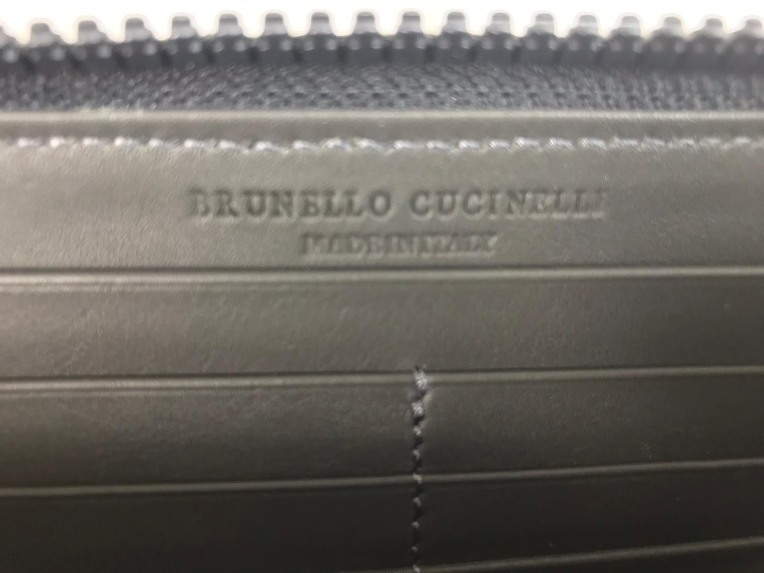 Brunello Cucinelli Caviar Beaded Grey Suede Zipper Clutch 2018 NWT 3