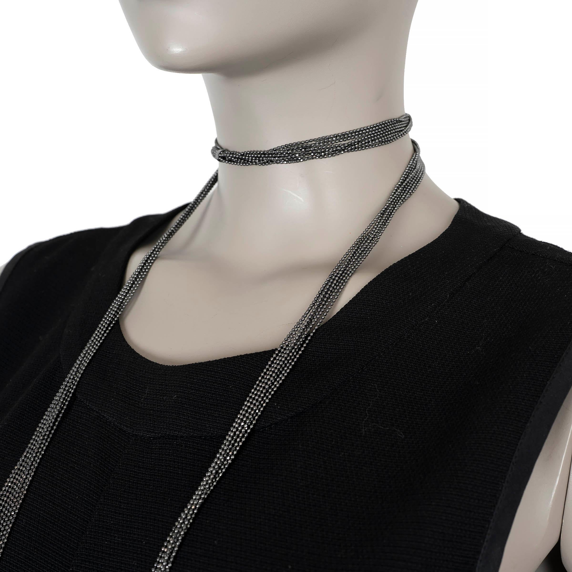 BRUNELLO CUCINELLI cgunmetal MONILI TASSELED LARIAT Necklace Excellent état - En vente à Zürich, CH